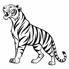 Roaring Tiger Head Vector Illustration Black and White Tribal Style. Black and white vector illustration of a tiger head in profile.
