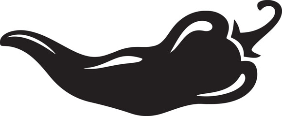 Stylized Black Silhouette of a Single Poblano Pepper