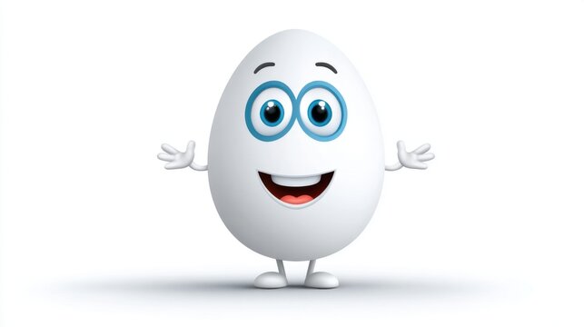 Cartoon number 0 illustrated as a cheerful egg character with eyes and a big smile, colorful, clean design, white background, no text