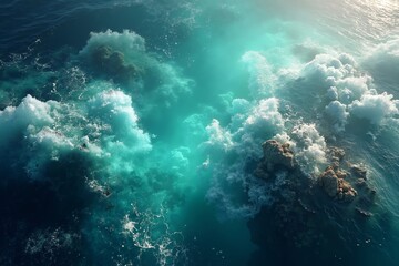 Obraz premium A view of the ocean from above of the water