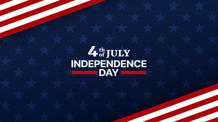 4th of july independence day text on patriotic usa flag background with star and stripe pattern. United States history and freedom concept. Vector graphics. © hiten666