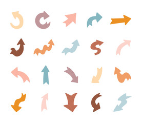 Arrow decorative scandinavian style set with hand drawn abstract navigation for decoration, design elements and motion direction in for yours illustration minimal creative graphic projects
