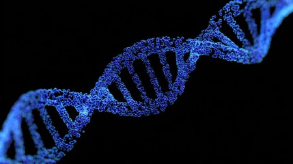 Ultra quality image of ultra quality image of dNA double helix, stylized, vibrant blue.