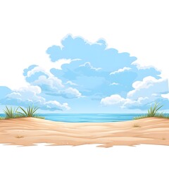 Serene Empty Beach Landscape Scene with Blank Sky Illustration for Marketing Campaigns