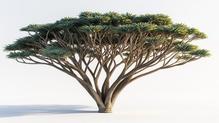 Dragon tree isolated on white background, 3D render for botanical illustrations