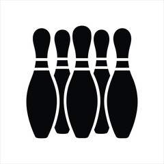  Classic Bowling Pins Silhouette Vector Icon