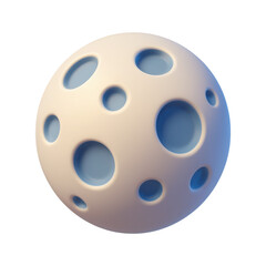 Fototapeta premium Cartoon 3d icon moon icon with craters, transparent background, suitable for various design projects