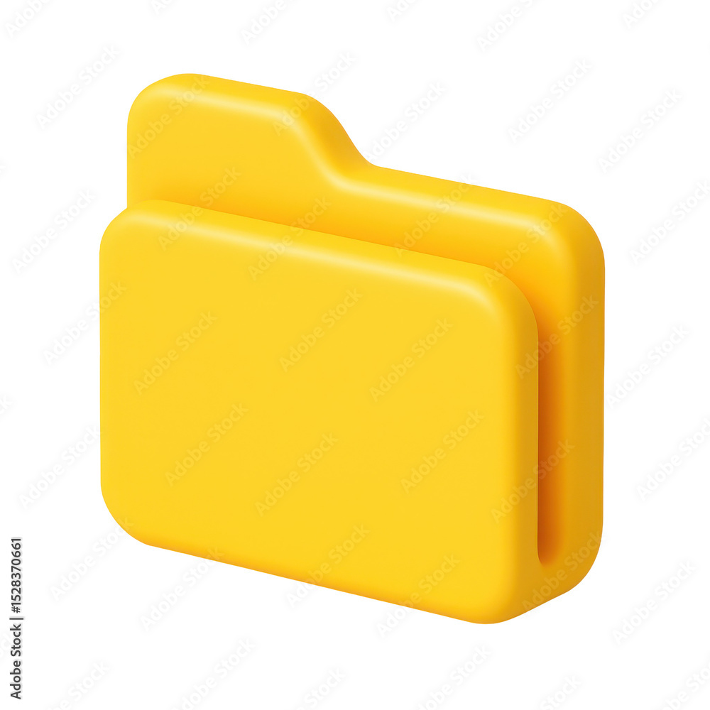 Poster 3d cartoon plastic folder icon on transparent background, perfect for user interface and user experi