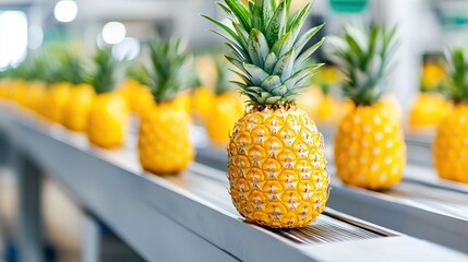 Fresh pineapple distribution in a modern packaging facility for retail and export
