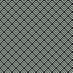 black and white seamless pattern, geometric pattern, tightly packed, repeating V-shapes or chevron patterns, overlapping nature of the V-shapes, scales-like appearance.