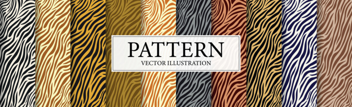Set of 10 patterns of multi-colored Zerba skins - Vector illustration