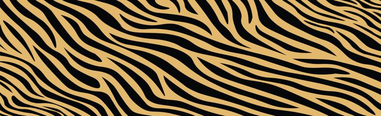 Panoramic texture zebra skin set of chaotic lines - Vector illustration