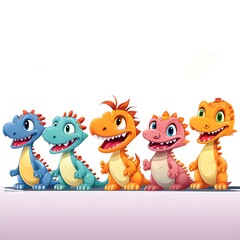 Adorable Cartoon Dinosaurs Characters with Cool Dinosaur in a Playful Pose
