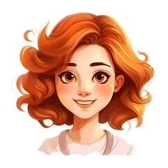 Professional Isolated Illustration of Cute Smiling Girl Head for Marketing Materials