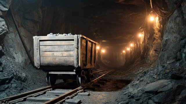 Minecart in an abandoned mercury mine in Idrija, Slovenia.