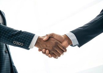 Obraz premium Business Partnership Handshake on White Background – Professional Collaboration Concept 