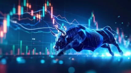 Bull market graphic with stock chart - Powered by Adobe