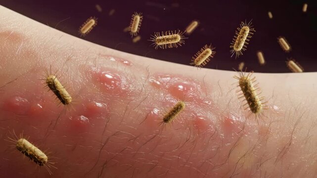 A person's arm is covered in red bumps