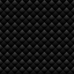 Black rhombus geometric seamless pattern Matte black quilted leather upholstery background
