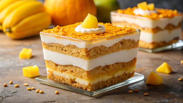 Mango float is a layered Filipino dessert made with graham crackers, cream, and mangoes.