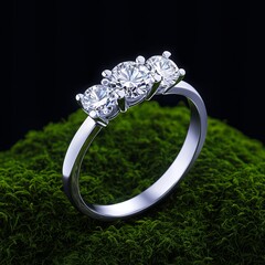 diamond ring on green