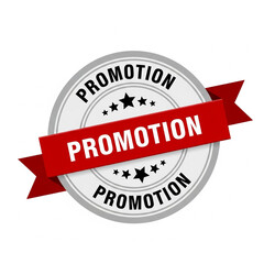 Obraz premium Round white badge with a red 