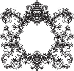 baroque heraldic ornament frame ink drawing