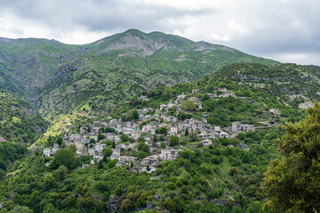 Fototapeta premium View of Syrrako Greece Tucked in the Mountains Traditional Town