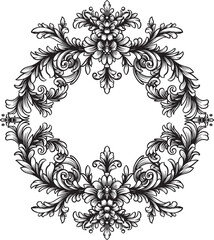 baroque heraldic ornament frame ink drawing