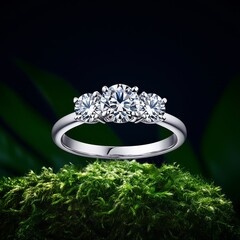 ring with diamonds on black