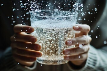 A joyful toast with sparkling water to celebrate a special moment