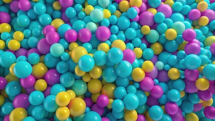 Vibrant spheres in teal purple and yellow create a joyful colorful background ideal for playful designs websites and presentations adding a fun texture