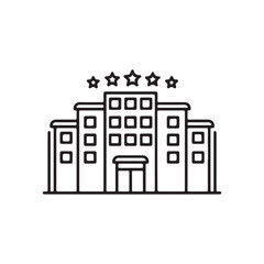 Fototapeta premium Five Star Hotel Building Icon: A Simple Line Drawing of a Luxurious Hotel