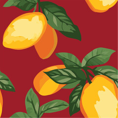 Vector illustration seamless pattern of Mango
