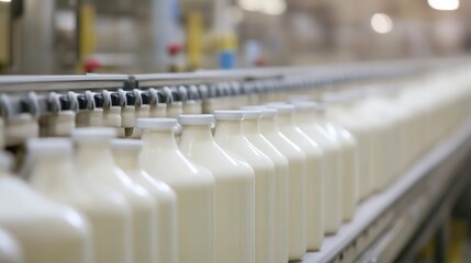 Milk Bottling Process in Industrial Plant