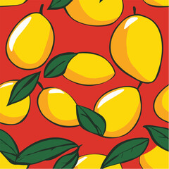 Vector illustration seamless pattern of Mango