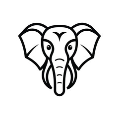 vector image of an elephant head line art with white background