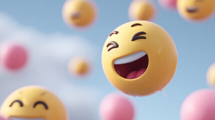 Fototapeta premium vibrant display of various emojis representing different emotions each emoji radiating its unique feeling