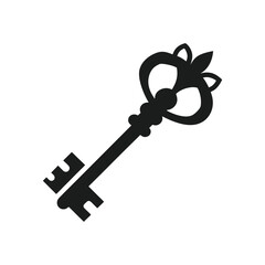 Vintage Old Key Silhouette Vector on White  
 background