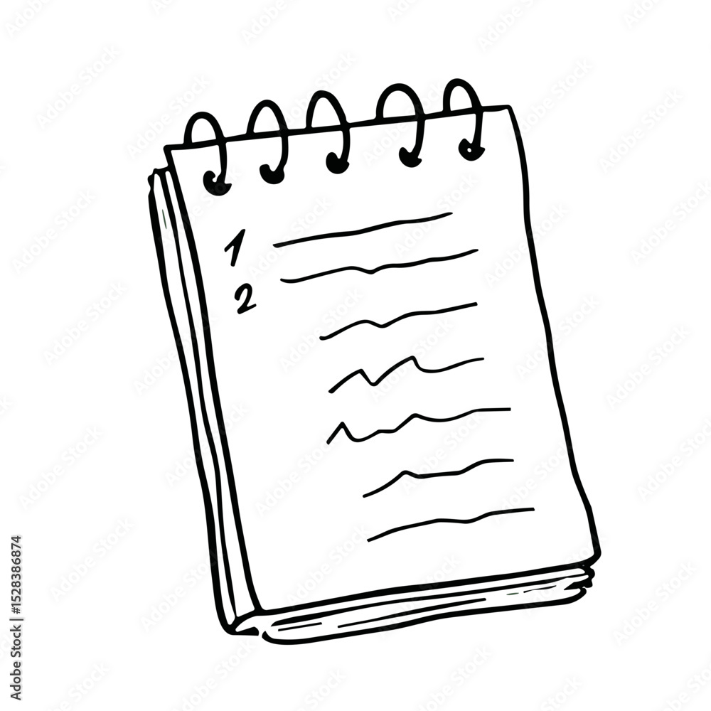 Poster hand-drawn sketch vector doodle icon of a notepad for notes and organization