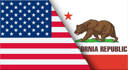 Flags of USA and California. United States and California official flags