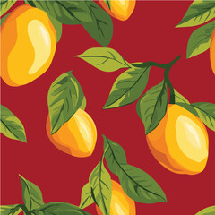 Vector illustration seamless pattern of Mango