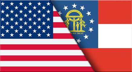 Flags of USA and Georgia. United States and Georgia official flags