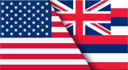 Flags of USA and Hawaii. United States and Hawaii official flags