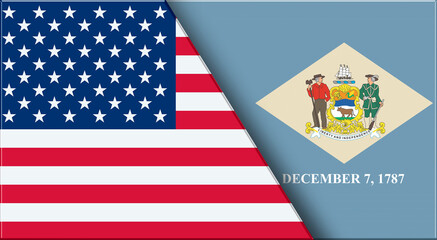 Flags of USA and Delaware. United States and Delaware official flags
