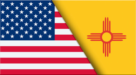 Flags of USA and New Mexico. United States and New Mexico official flags