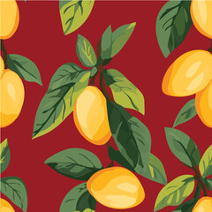 Vector illustration seamless pattern of Mango