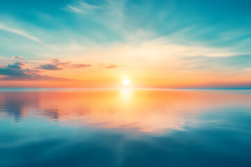 Naklejka premium Blurred sunset sky and ocean nature background