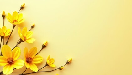 Subtle yellow flower accents on creamy gold wallpaper, floral, subtle