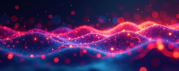 Abstract sound wave visualization, musical notes flowing like a river , blue, music, line